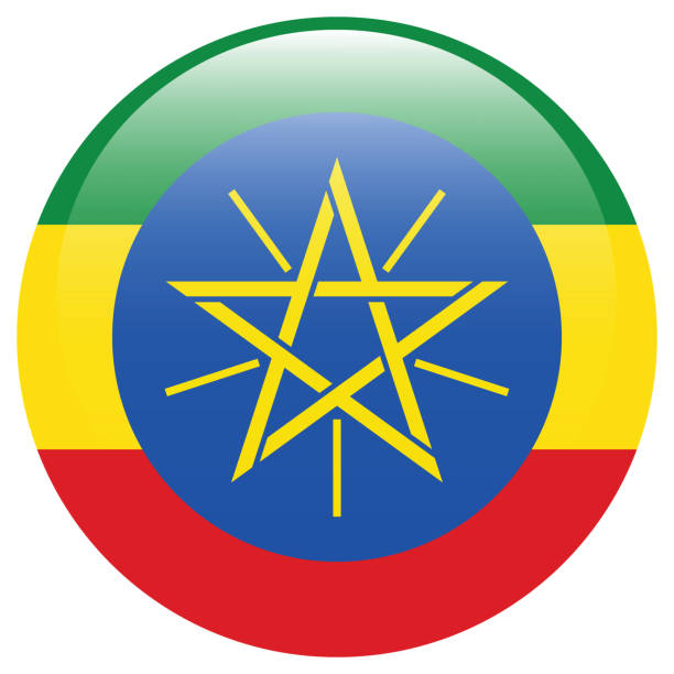 ethiopia flag. flag icon. standard color. the round flag. 3d illustration. computer illustration. digital illustration. vector illustration. - beta israel stock illustrations
