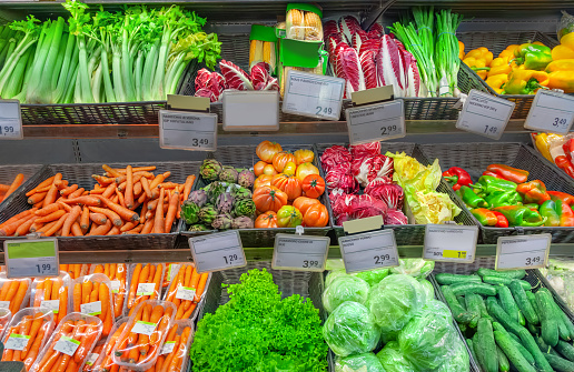 Vegetables on the counter at the market