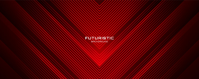 Red techno abstract background overlap layer on dark space with arrow lines shape effect decoration. Modern graphic design element cutout style for web banner, flyer, card, or brochure cover