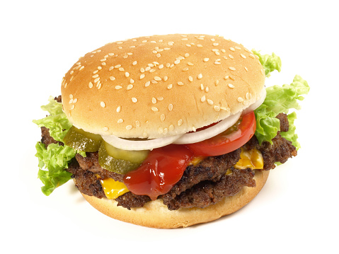 Double Hamburger - Fast Food on white Background