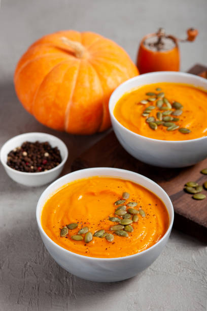 istock Pumpkin soup with seeds and spices 1919226743