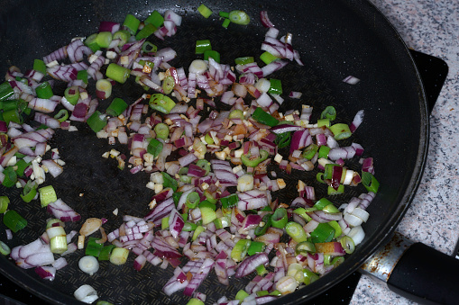 red onion sliced for cooking and eating