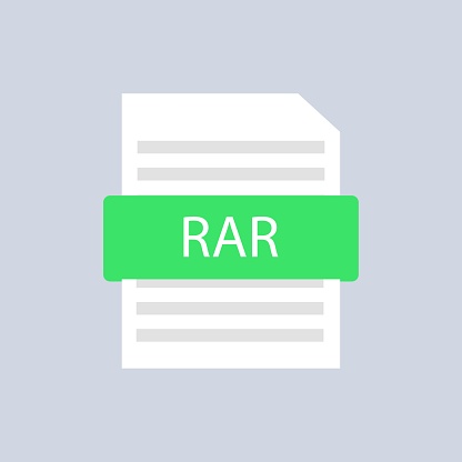 RAR file icon. Flat, green, document RAR file, RAR file icon. Vector icon