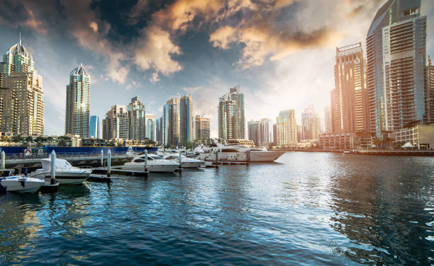 istock Dubai Marina at sunset 1919270361
