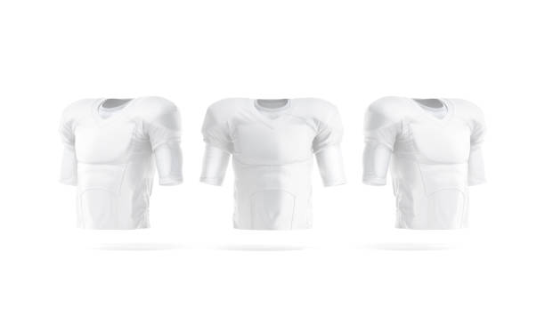 istock Blank white american football jersey mockup, front and side view 1919290351