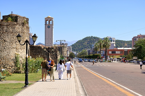 September 11 2023 - Elbasan in Albania: hustle and bustle in the streets in the town center