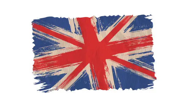 Vector illustration of Vector vintage British flag. Drawing flag of UK in grunge style.