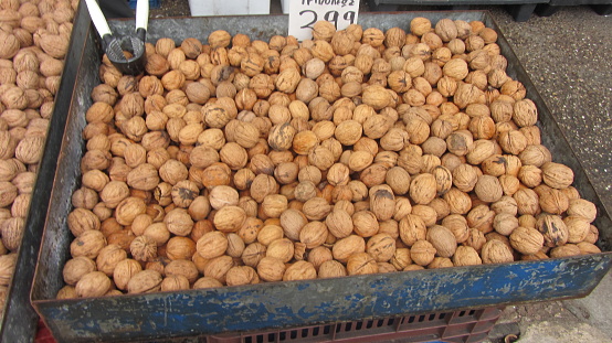 Chestnut walnut and nuts are selling at the bazaar