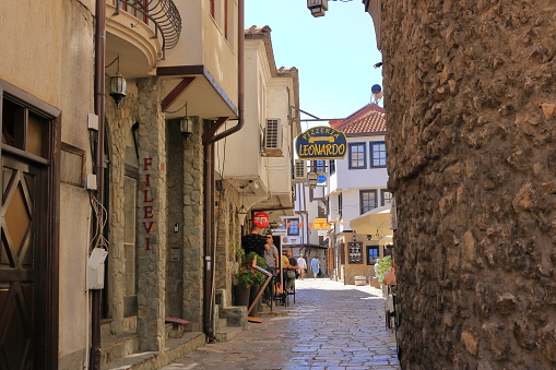 September 12 2023 - Ohrid in North Macedonia: Hustle and Bustle in the streets of the old town