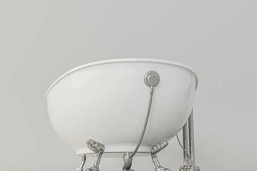 old fashioned bathtube isolated on white background 3d illustration
