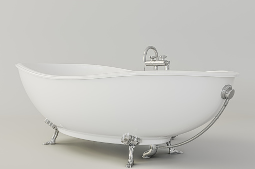old fashioned bathtube isolated on white background 3d illustration