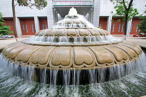 fountain in a park, closeup of photo