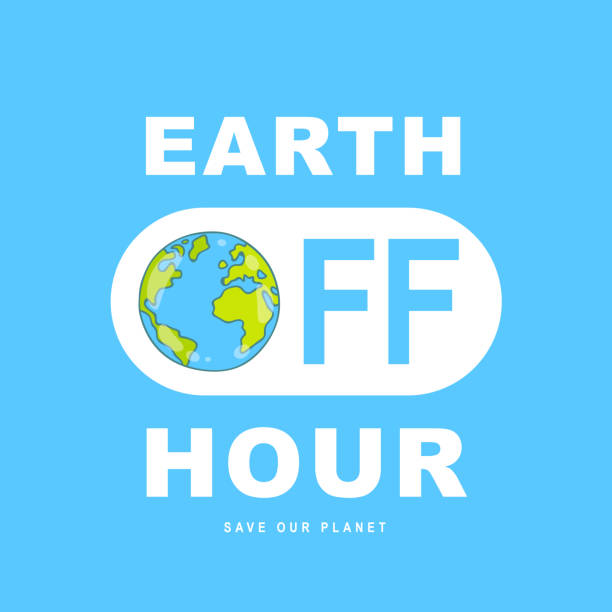 istock Earth Hour. Save our planet. The light off button. The blue planet Earth. Vector illustration for a poster 1919348505
