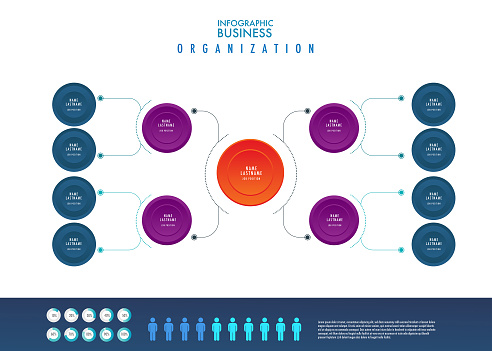 Infographic for business organization chart model department template, easily to change title and use could apply data timeline diagram roadmap report or progress presentation.