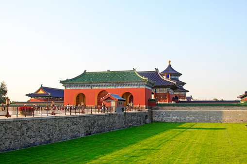 Beijing Tiantan Park and qiniandian Danbi Bridge