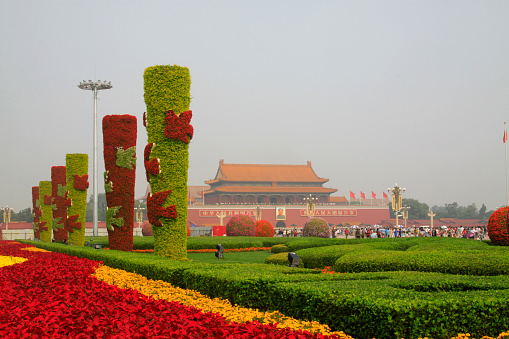 Flower totem pole, Tiananmen square in Beijing