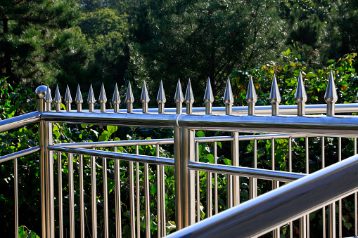 Stainless steel fence in the park