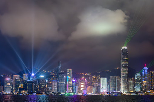 Dynamic Hong Kong Cityscape: Modern Skyscrapers and Contemporary Architecture in Bustling Metropolis