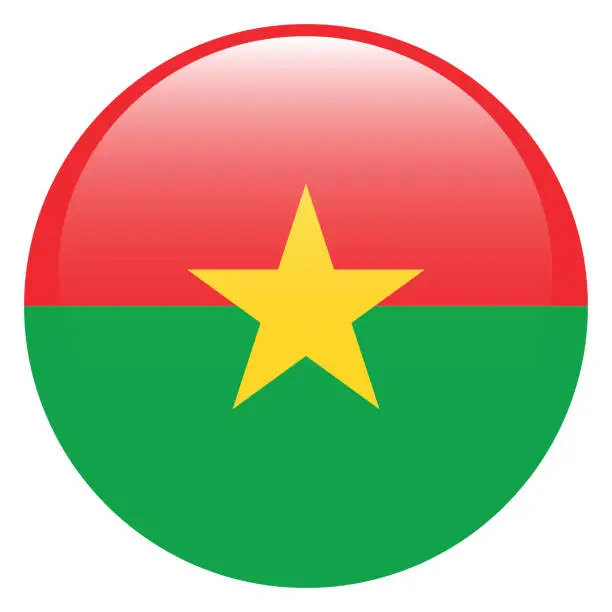 Vector illustration of Flag of Burkina Faso. Flag icon. Standard color. Circle icon flag. 3d illustration. Computer illustration. Digital illustration. Vector illustration.