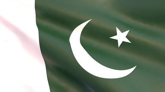 3D render - the national flag of Pakistan fluttering in the wind.