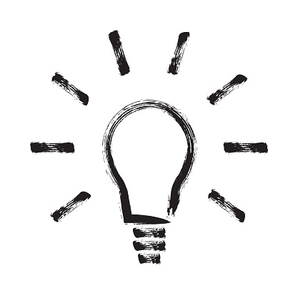 Light Bulb Icon in Doodle Style. Energy and Thinking Symbol. Idea and Inspiration Concept. Vector Illustration.