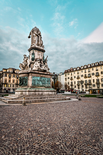 Rear View Of Monument To Camillo Benso In Turin, Italy