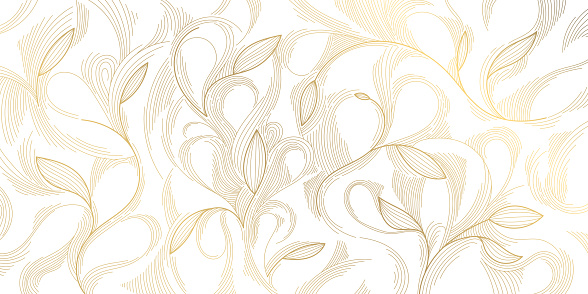 Vector line pattern background, abstract wave luxury golden art, curve design, line illustration, japanese graphic style