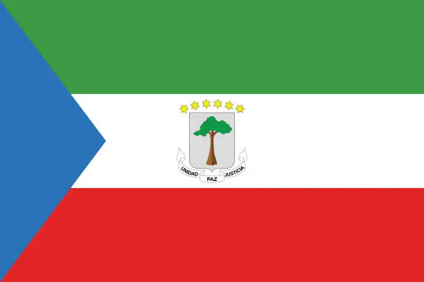Vector illustration of Flag of Equatorial Guinea. Official colors. Correct proportion