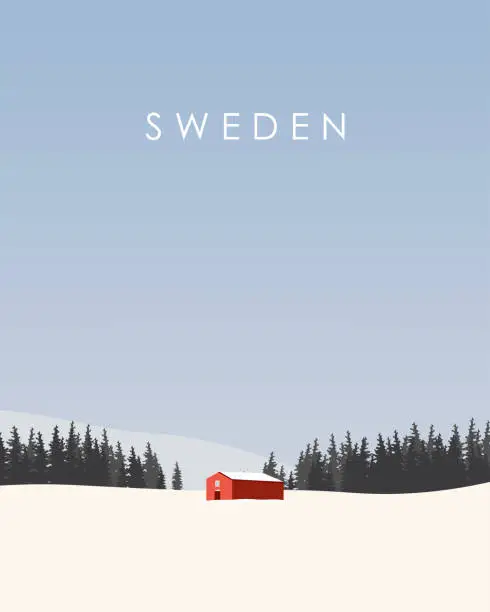 Vector illustration of Sweden travel poster.