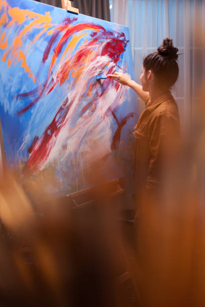 istock Abstract painting in art studio 1919542132