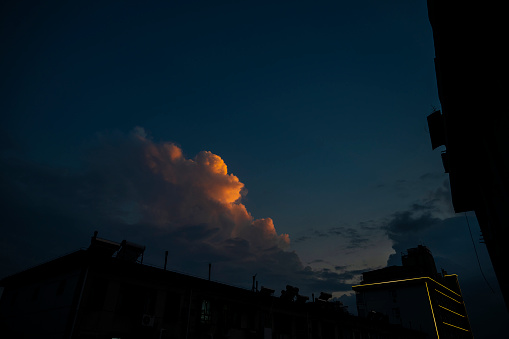 Bright clouds at sunset