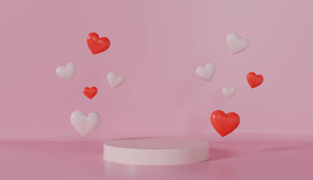 istock Podium Heart love on pastel color background 1919587733