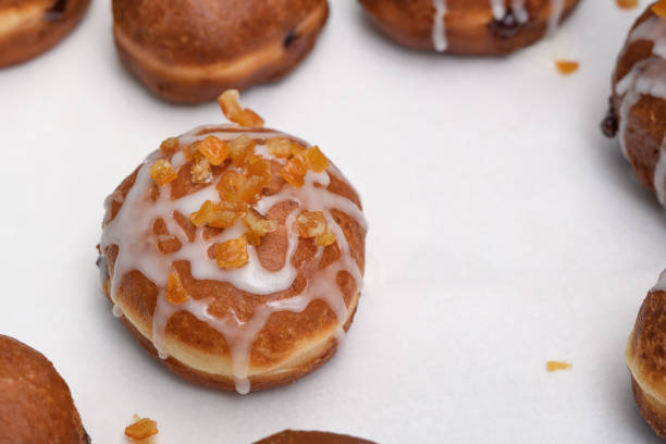 Traditional fried donut with icing