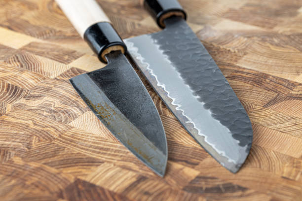 istock Japanese premium knives released.Damascus steel pattern.Background with a pattern of Damascus steel. 1919594130