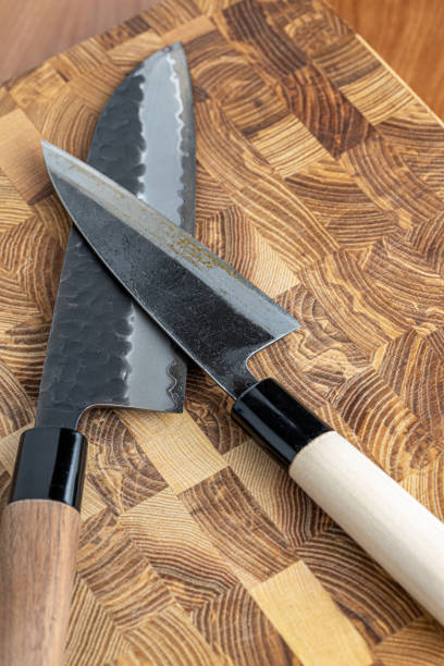 istock Japanese premium knives released.Damascus steel pattern.Background with a pattern of Damascus steel. 1919594652