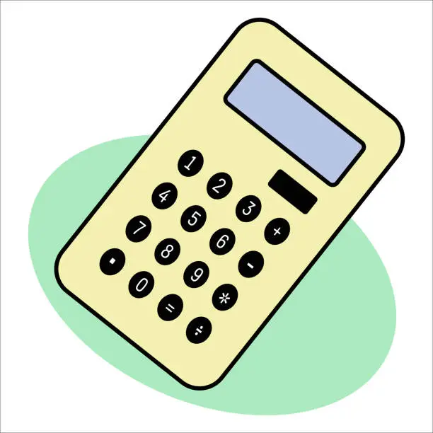 Vector illustration of calculator, sketch image. vector image, for stickers, posts