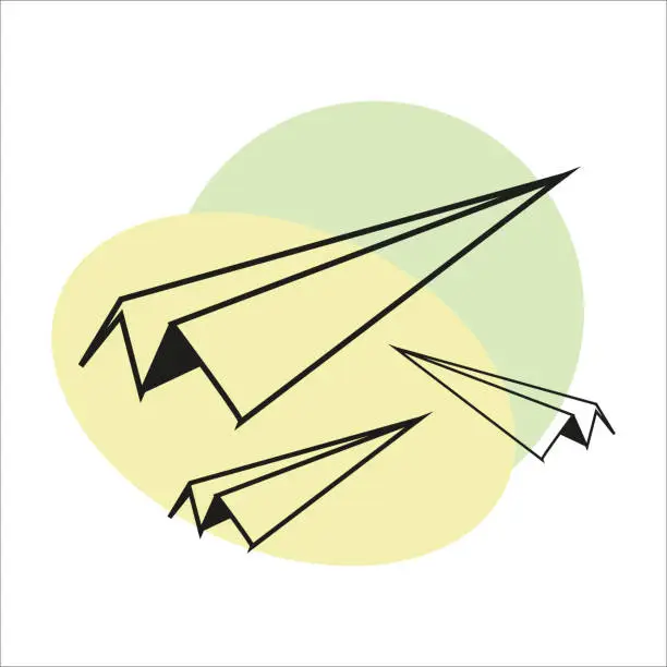 Vector illustration of paper airplanes, airplane, fast flight, sketch image