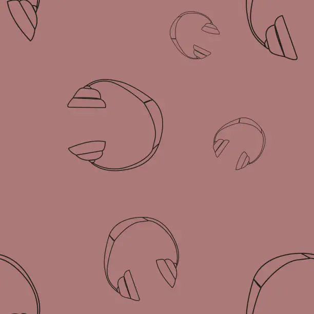 Vector illustration of pattern headphones, sketch image. vector image, for stickers, posts and posters