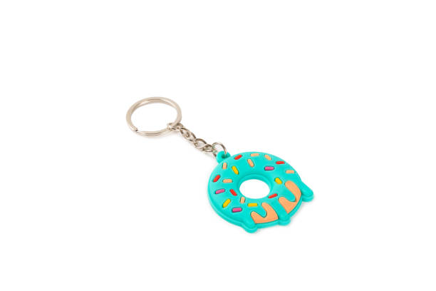 istock Keychain with key ring isolated on white background. Concepts for real estate and moving home or renting property. Buying a property. Mock-up keychain.Copy space. 1919661773
