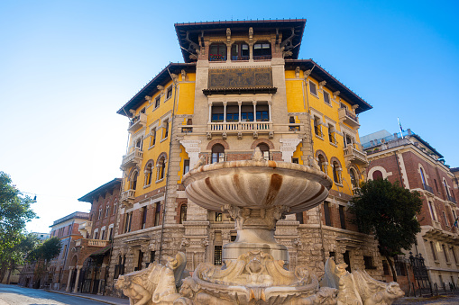 December 17, 2023: Architecture in Coppedé Quarter, Rome, Italy