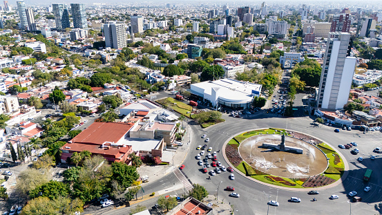 Aerial view of the city of Guadalajara and the Minerva monument.