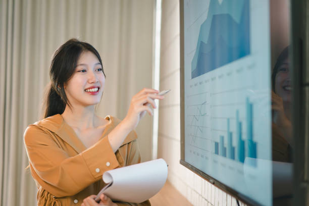 istock Female business professionals discussing and analyzing financial data with marketing growth report graph. Presentations, brainstorming, and strategy planning to enhance the company's profitability. 1919717625