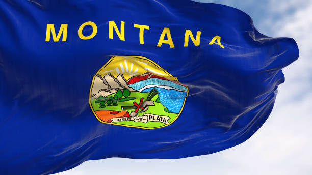 istock Montana state flag waving the wind on a clear da 1919749260