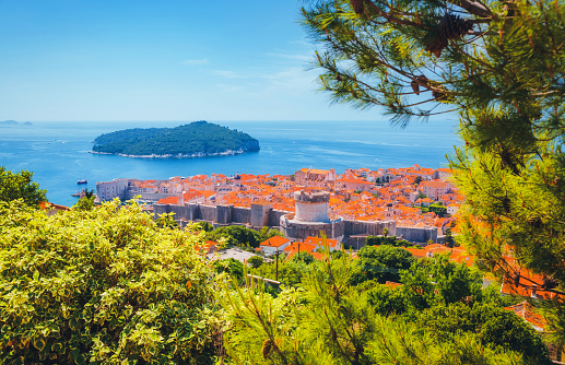 Splendid view at famous european travel destination city of Dubrovnik on sunny day. Location place Croatia, South Dalmatia, Europe. Scenic image of popular travel resort. Discover the beauty of earth.