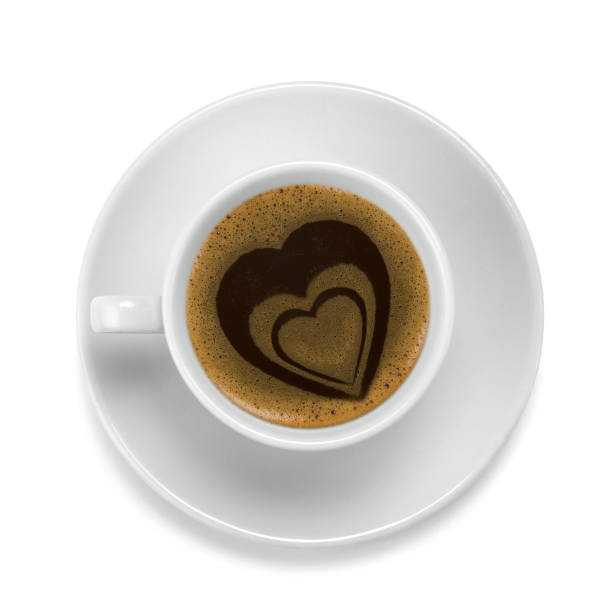 istock coffee cup with three hearts on the coffee top cream 1919753689