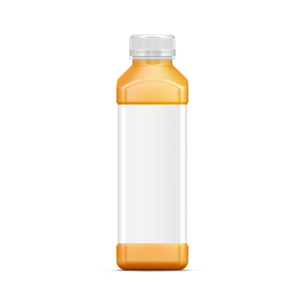 istock Plastic Juice and Soft Drink Bottles Mockup with Blank Labels Isolated on Background. 3D Rendering 1919754797
