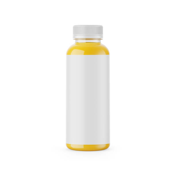 istock Plastic Juice and Soft Drink Bottles Mockup with Blank Labels Isolated on Background. 3D Rendering 1919755311
