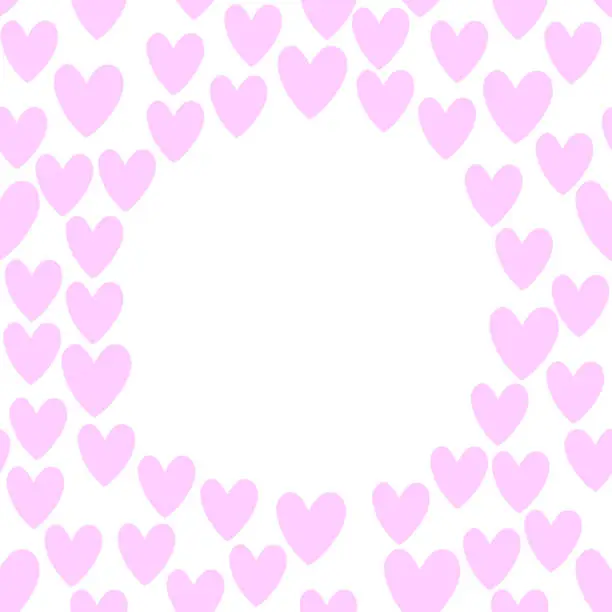 Vector illustration of Vector frame, border from pink small hearts. Simple cute background, decoration for Valentine's day, love design
