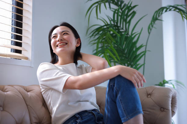 Young woman relaxing indoors