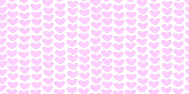 Vector illustration of Seamless abstract pattern of small pink hearts on white background. Love backdrop, cute texture for textile, wrapping paper, Valentine's day.